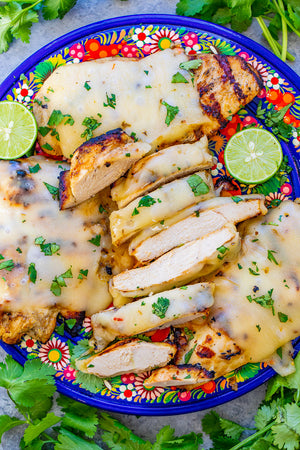 Grilled Salsa Verde Pepper Jack Chicken